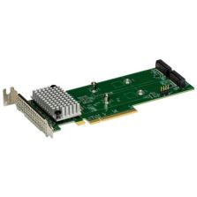 Supermicro AOC-SLG4-2H8M2 Carrier Card With 2-Port M.2 Hybrid NVMe or SATA3 Gen3 PCIe...