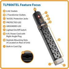 Tripp Lite TLP806TEL 8 Outlet Surge Suppressor