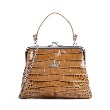 Vivienne Westwood Granny Embossed Croc Frame Crossbody bag tan