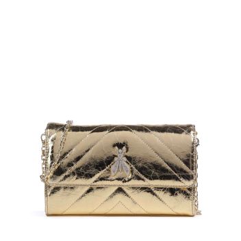 Patrizia Pepe Fly Quilted Metallic Crossbody bag gold