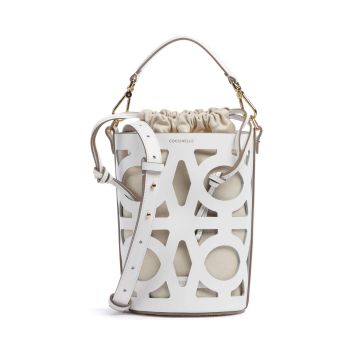 Coccinelle Monogram Slice Bucket bag white