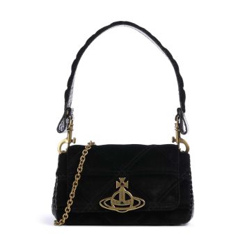 Vivienne Westwood Hazel Quilted Velvet Medium Shoulder bag black