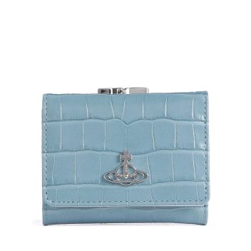 Vivienne Westwood Embossed Croc Small Frame Wallet light blue
