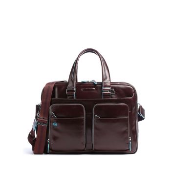 Piquadro Blue Square Briefcase mahogany