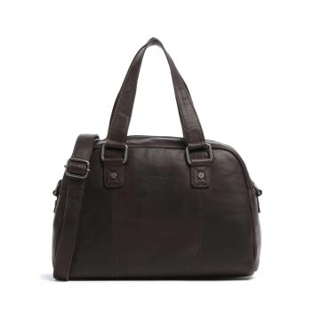 The Chesterfield Brand Cow Wax Pull Up Dover Handbag dark brown
