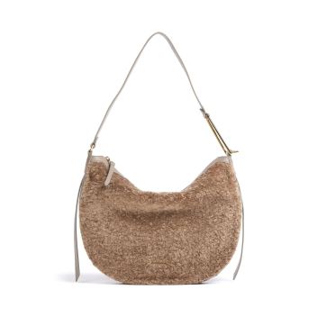 Coccinelle Priscilla Astrakan Hobo bag taupe