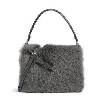 Abro Shearling Astor Shoulder bag dark grey