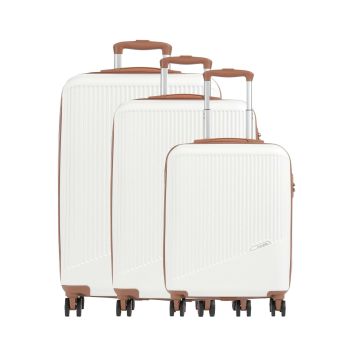 Travelite Bali Suitcase set (4 wheels) white/brown