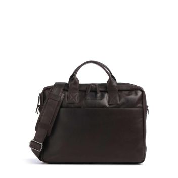 The Chesterfield Brand Cow Wax Pull Up Frazer Briefcase dark brown