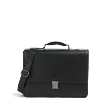 The Chesterfield Brand Cow Wax Pull Up Glenwood Briefcase black