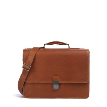 The Chesterfield Brand Cow Wax Pull Up Glenwood Briefcase cognac