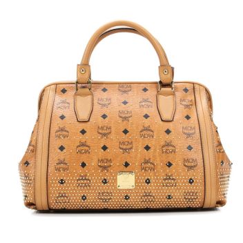 MCM Gold Visetos Handbag cognac