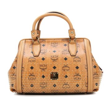 MCM Gold Visetos Handbag cognac