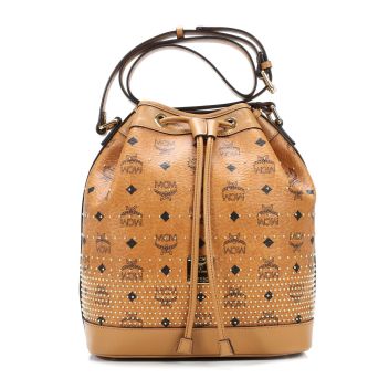 MCM Gold Visetos Hobo bag cognac