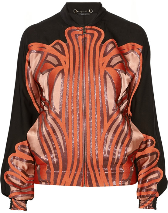 Coach Gucci Silk and Metallic Bomber Jacket