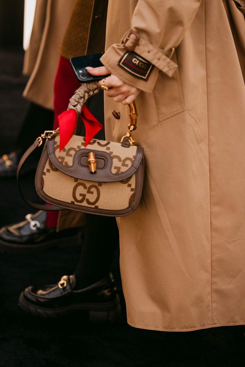 The Best Bags We Spotted Outside of the Gucci Fall 2025 Show: Runway Analysis — material and finish reference