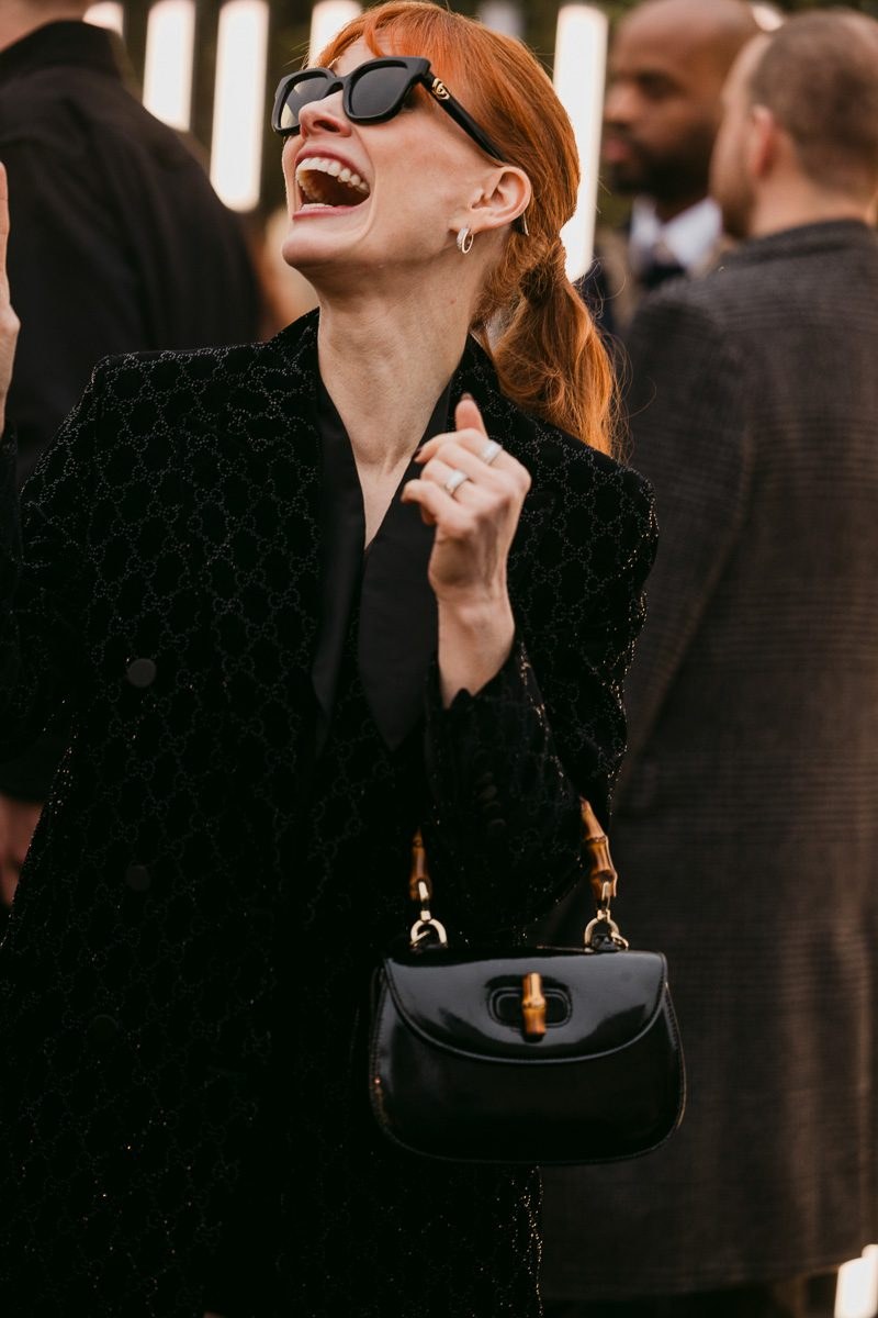 The Best Bags We Spotted Outside of the Gucci Fall 2025 Show: Runway Analysis — carrying and styling reference